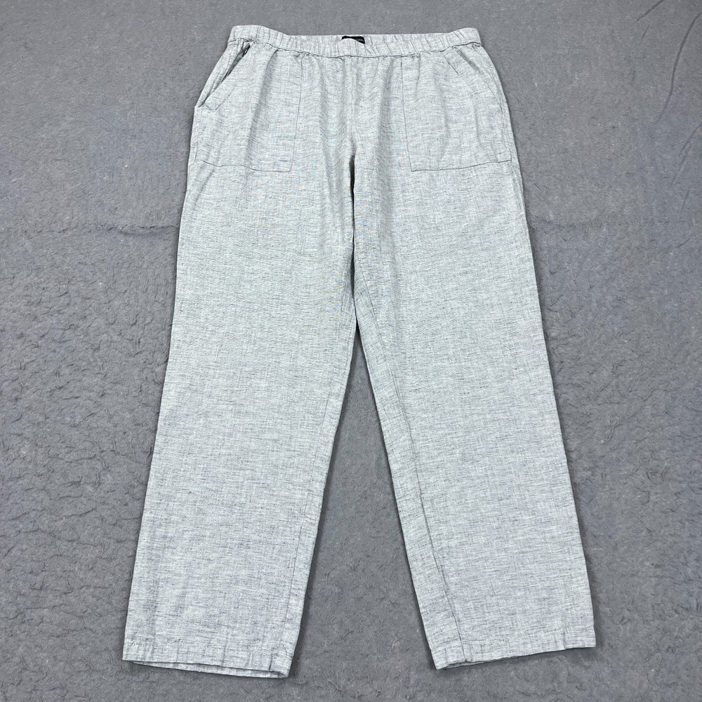 prAna June Day Pant Women's Large Gray Woven Hemp Organic Relaxed Neutral Casual